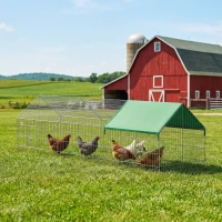PawHut Metal Chicken Coop with UV-Resistant Cover for Rabbits, Ducks, Turtles, Guinea Pigs, 106" x 29.5" x 29.5", Green(m-8)