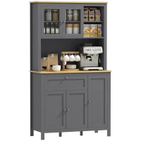 HOMCOM 5-Door Kitchen Pantry Cabinet, Freestanding Storage Cabinet Cupboard with Adjustable Shelves, 71"(m-9)