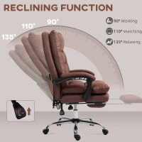 Vinsetto Microfibre Massage Office Chair, Heated Reclining Chair with Footrest, Double-tier Padding, Swivel Wheels, Coffee(m-6)