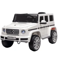 Aosom Mercedes Benz G500 Licensed 12V Kids Ride on Car with Remote Control, Music, Lights, MP3 for 37-96 months, White(m-9)