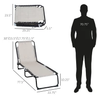 Outsunny Set of 2 Folding Chaise Lounge Chairs, Outdoor Sun Tanning Chairs with Reclining Back, Cream White(m-3)