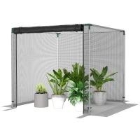 Outsunny Galvanized Steel Crop Cage, Plant Protection Tent with Zippered Door, 4' x 4', Black(m-2)