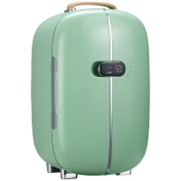HOMCOM Portable Skincare Fridge with LED Display, Small Refrigerator Cooler, 12L Mini Fridge for Makeup and Cosmetics, Green(m-1)