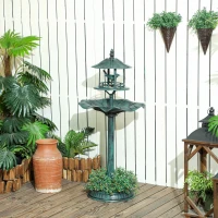 Outsunny 3 in 1 Garden Bird Bath Bowl Pedestal with Bird Feeder, Large Water Basin, Underneath Flower Planter, Green(m-10)