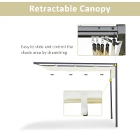 Outsunny 10'x10' Outdoor Pergola Gazebo with Retractable Canopy & Metal Frame & PA Coated Sun Shelter Door Porch Cover, Cream White(m-4)