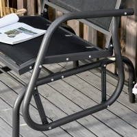 Outsunny Patio Glider Outdoor Glider Chair with Breathable Mesh Seat & Backrest, Armrests and Metal Frame, Black(m-9)