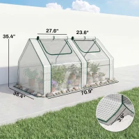 Outsunny 6' x 3' x 3' Portable Greenhouse, Garden Hot House with Two PE/PVC Covers and 2 Roll Up Windows, Clear(m-3)