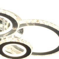 HOMCOM Elegant LED Chandelier with 6 Rings, Ceiling Light with Cool White Lighting for Living Room, Dining Room, or Bedroom, Silver(m-7)