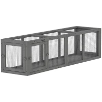 PawHut Outdoor Cat Tunnel, 59" Wooden Play Cat Enclosure, Extendable Pet Run with 3 Doors for Kitty, Puppy, Gray(m-11)