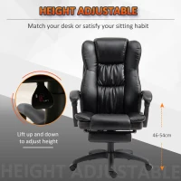 Vinsetto High Back Massage Office Chair with 6-Point Vibration, 5 Modes, Executive Chair, PU Leather Swivel Chair with Reclining Back, and Retractable Footrest, Black(m-5)
