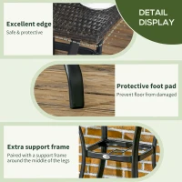 Outsunny Patio Wicker Dining Table with Umbrella Hole, 34 Inch Outdoor PE Rattan Coffee Table with Plastic Board Under the Woven Table Top for Patio, Garden, Balcony, Mixed Brown(m-6)