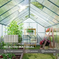 Outsunny Aluminum Greenhouse Polycarbonate Walk-in Garden Greenhouse Kit with Rain Gutter and Sliding Door, 20' x 8', Green(m-4)