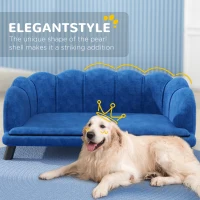 PawHut Pearl Design Pet Sofa for Medium and Large Sized Dogs, Pet Bed with Cushion and Solid Wood Legs, Dark Blue(m-6)