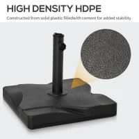 Outsunny 44lbs Square Cement Patio Umbrella Base Stand, Outdoor Garden Parasol Base Umbrella Weight Stand Holder Fits Φ1.3", Φ1.5" and Φ2.0" Pole - Black(m-4)
