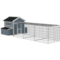 PawHut 11' x 5' x 3.5' Wooden Chicken Coop with Nesting Box, Run, Pull-out Tray, Perches for 2-4 Chickens, Dark Gray(m-11)