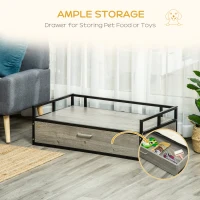 PawHut Elevated Dog Bed, Furniture Style Pet Sofa Couch, Soft Modern Puppy Lounger with Storage Drawer, Cushion, for Medium-sized Animals, Grey(m-5)