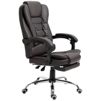 HOMCOM High Back Office Chair PU Leather Executive Office Chair with Retractable Footrest Padded Armrest Coffee(m-11)