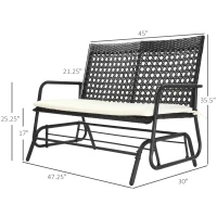 Outsunny Patio 2-Person Wicker Glider Bench Swing Gliding Chair, Outdoor All-Hand Woven PE Rattan Loveseat w/ Ergonomic Design for Patio, Garden, Porch, Lawn, Brown(m-3)