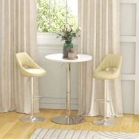 HOMCOM High Top Bar Table, Adjustable Round Kitchen Table with Swivel Top and Steel Base, Bistro Table for 2 People, White(m-8)