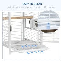 PawHut 18" Heavy Duty Wrought Iron Travel Bird Cage Carrier With Handle Perch And Accessories - White(m-4)