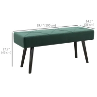 HOMCOM 39 Inches Upholstered Bedroom Bench, Modern End of Bed Bench with Steel Legs, Green(m-3)