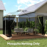 Outsunny Replacement Mosquito Netting for Gazebo 10' x 12' Black Screen Walls for Canopy with Zippers, Cream White(m-10)