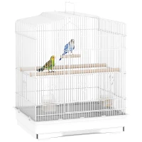 PawHut 23" Bird Cage, Finches Canaries, Parrot Cage with Doors Perches, 2 Feeder Pet Supplies, White(m-9)