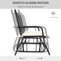 Outsunny Patio 2-Person Wicker Glider Bench Swing Gliding Chair, Outdoor All-Hand Woven PE Rattan Loveseat w/ Ergonomic Design for Patio, Garden, Porch, Lawn, Brown(m-4)