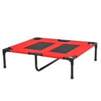 PawHut 31" x 27" Elevated Dog Cot Cooling Summer Pet Bed Frame With Mesh Ventilation - Red(m-11)
