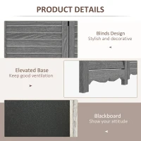 HOMCOM Wooden Room Divider with Blackboard, 4 Panel Folding Privacy Screen for Home Office, 5.5', Gray(m-6)
