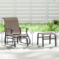 Outsunny Outdoor Glider with Ottoman, Patio Glider Chair Set with High Back, Wide Seat for Porch, Garden, Backyard, Brown(m-3)