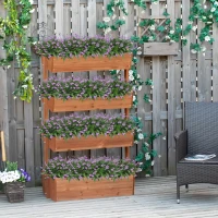 Outsunny Vertical Garden Planter, Wooden 4 Tier Planter Box, Self-Draining with Non-Woven Fabric for Outdoor Flowers, Vegetables and Herbs, Orange(m-2)