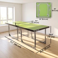 Soozier 6x3 ft Compact Midsize Table Tennis Table Multi-Use Family Ping-pong Table Free Standing Folding Green(m-3)