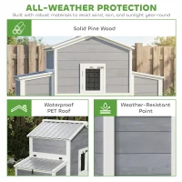 PawHut 66.5" Large Chicken Coop, Wooden Chicken House with 2 Nesting Boxes, Sliding Tray & Ramp, for Outdoor Backyard Farm(m-6)