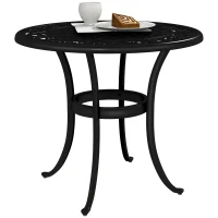 Outsunny Ф23.6" Round Outdoor Side Table, Cast Aluminum Frame Patio Coffee Side Desk for Patio, Garden, Balcony, Black(m-9)