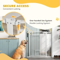 PawHut 30"-41" Extra Wide Walk Through Dog Gate w/ Cat Door, 3-Inch & 5.5-Inch Extension Kits, 42" High(m-6)