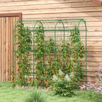 Outsunny Metal Garden Trellis, Arch Trellis for Climbing Plants Outdoor, A-Frame, with Climbing Net, 17" x 72" x 72", Green(m-2)