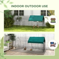 PawHut 87" Small Animal Playpen with with Roof for Rabbits, Chicken, Chinchillas for Indoor/Outdoor Use, Green(m-12)