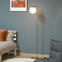 HOMCOM Metal Floor Lamp, Standing Light with 350° Adjustable Lampshade for Living Room, Bedroom, Office, Gold(m-10)