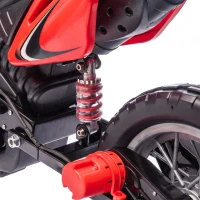 Qaba 12V Kids Electric Motorcycle, Ride on Motorcycle with Training Wheels, Rear Suspension, Horn for 3-6 Years, Red(m-9)