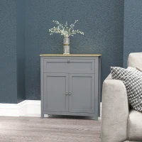 HOMCOM Sideboard Cabinet, Buffet Table with Drawer, Double Door Cupboard and Adjustable Shelf for Living Room, Entryway, Grey(m-8)