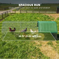PawHut Metal Chicken Coop with UV-Resistant Cover for Rabbits, Ducks, Turtles, Guinea Pigs, 106" x 29.5" x 29.5", Green(m-4)