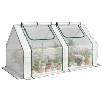 Outsunny 6' x 3' x 3' Portable Greenhouse, Garden Hot House with Two PE/PVC Covers and 2 Roll Up Windows, Clear(m-11)