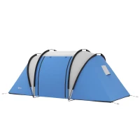 Outsunny Camping Tent with 2 Bedrooms and Living Area, 3000mm Waterproof Family Tent, for Fishing Hiking Festival, Blue(m-2)