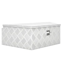 HOMCOM 39" Trapezoid Truck Tool Box Heavy Duty Aluminum Trailer Tongue Box with Lock and Keys for Pick Up Truck RV Trailer(m-9)