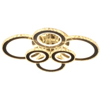 HOMCOM Elegant LED Chandelier with 6 Rings, Ceiling Light with Cool White Lighting for Living Room, Dining Room, or Bedroom, Silver(m-11)