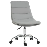 Vinsetto Armless Office Chair Ergonomic Computer Desk Chair Mid-Back Upholstered Task Chair with PU Leather, Adjustable Height and Swivel Seat, Grey(m-1)