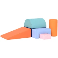 Qaba 6 Piece Soft Play Equipment for Kids 6-72 Months, Orange and Blue(m-2)