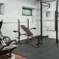 Soozier Adjustable Weight Bench with Leg Developer Barbell Rack for Weight Lifting and Strength Training(m-8)