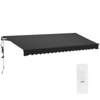 Outsunny 15' x 10' Electric Retractable Awning with Remote Controller, All Aluminum Frame Patio Awning, UV30+ Protection, Black(m-11)